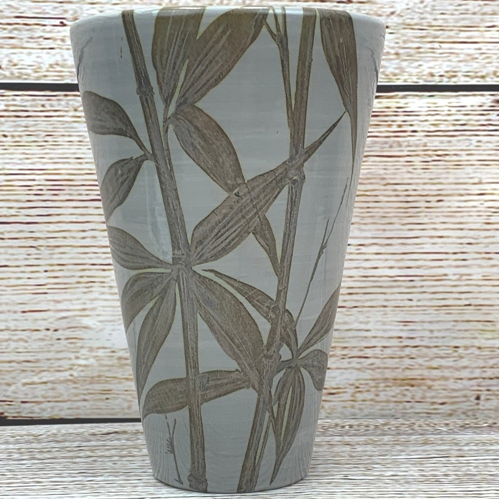 Ciao Italya for Nordstrom Vase, Made in Italy, Gray Bamboo Design Pottery